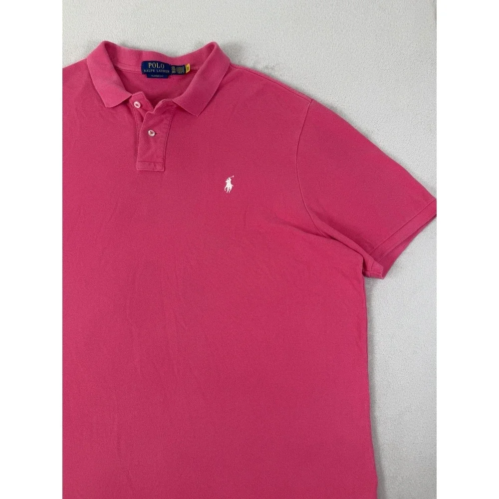 Polo Ralph Lauren Classic Fit Mesh Polo Shirt Hot Pink Men's XXL